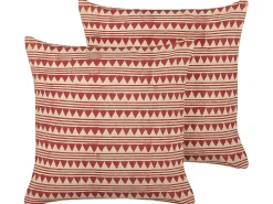 Set di 2 cuscini DEGLUPTA Cotone 45 x 45 cm Rosso Trama Chevron