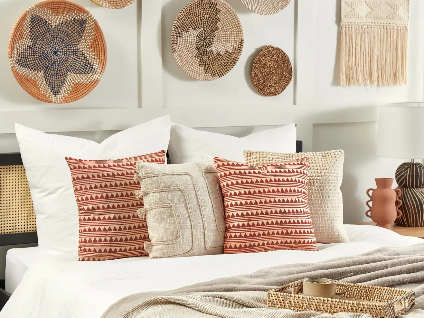 Set di 2 cuscini DEGLUPTA Cotone 45 x 45 cm Rosso Trama Chevron