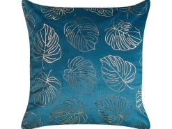 Set di 2 cuscini DELICIOSA Velluto 45 x 45 cm Blu Trama di piante