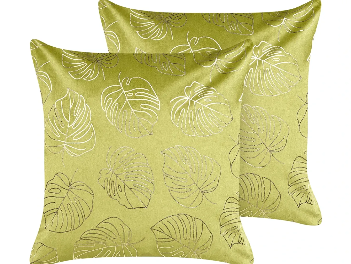 Set di 2 cuscini DELICIOSA Velluto 45 x 45 cm Verde chiaro Trama di piante