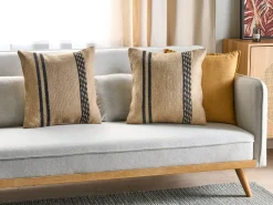 Set di 2 cuscini DESALIX Iuta 45 x 45 cm Beige A strisce
