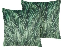 Set di 2 cuscini DIASCIA Velluto 45 x 45 cm Verde Trama di piante