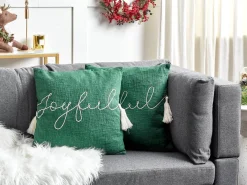 Set di 2 cuscini ELETTARIA Cotone 45 x 45 cm Verde Modello natalizio