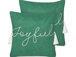 Set di 2 cuscini ELETTARIA Cotone 45 x 45 cm Verde Modello natalizio