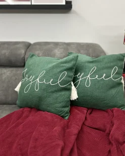 Set di 2 cuscini ELETTARIA Cotone 45 x 45 cm Verde Modello natalizio