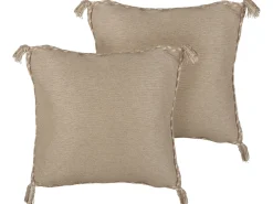 Set di 2 cuscini ERIGERON Iuta 45 x 45 cm Beige Tinta unita
