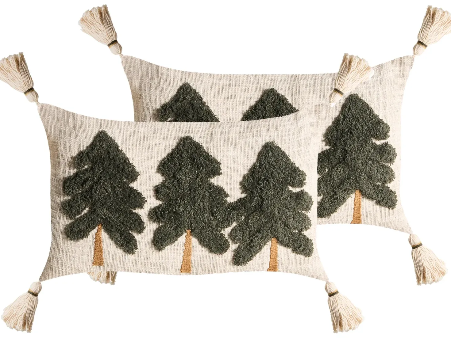 Set di 2 cuscini FAGRAEA Cotone 30 x 50 cm Beige chiaro Modello natalizio