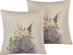 Set di 2 cuscini FATSIA Cotone 45 x 45 cm Tortora