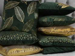 Set di 2 cuscini FERN Velluto 45 x 45 cm Verde scuro Trama di piante