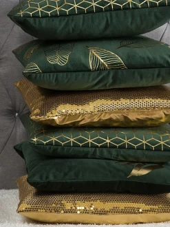 Set di 2 cuscini FERN Velluto 45 x 45 cm Verde scuro Trama di piante