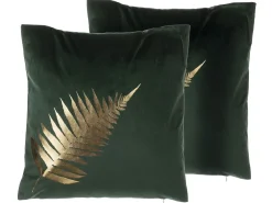 Set di 2 cuscini FERN Velluto 45 x 45 cm Verde scuro Trama di piante