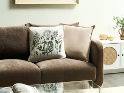 Set di 2 cuscini FERNA Cotone 45 x 45 cm Bianco/Beige Trama floreale