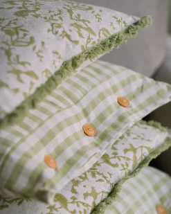 Set di 2 cuscini FILIX Cotone 45 x 45 cm Verde Trama floreale