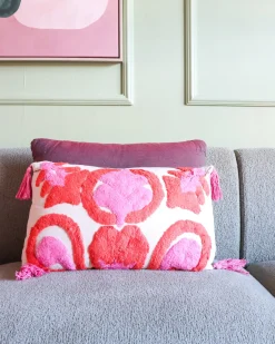 Set di 2 cuscini FRAKSINUS Cotone 30 x 50 cm Rosa Trama geometrica