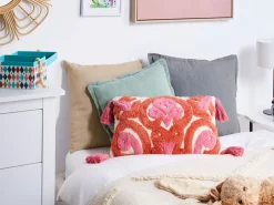 Set di 2 cuscini FRAKSINUS Cotone 30 x 50 cm Rosa Trama geometrica