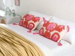 Set di 2 cuscini FRAKSINUS Cotone 30 x 50 cm Rosa Trama geometrica
