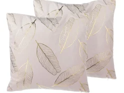 Set di 2 cuscini FREESIA Velluto 45 x 45 cm Rosa Trama di piante