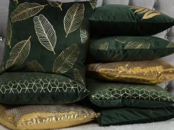 Set di 2 cuscini FREESIA Velluto 45 x 45 cm Verde scuro Trama di piante