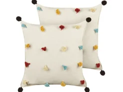 Set di 2 cuscini FUSSEL Cotone 45 x 45 cm Beige chiaro