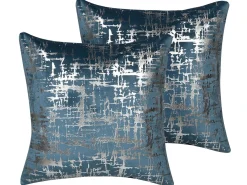 Set di 2 cuscini GARDENIA Velluto 45 x 45 cm Blu Trama astratta