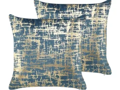 Set di 2 cuscini GARDENIA Velluto 45 x 45 cm Blu Trama astratta
