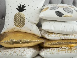Set di 2 cuscini GARDENIA Cotone 45 x 45 cm Oro Trama astratta