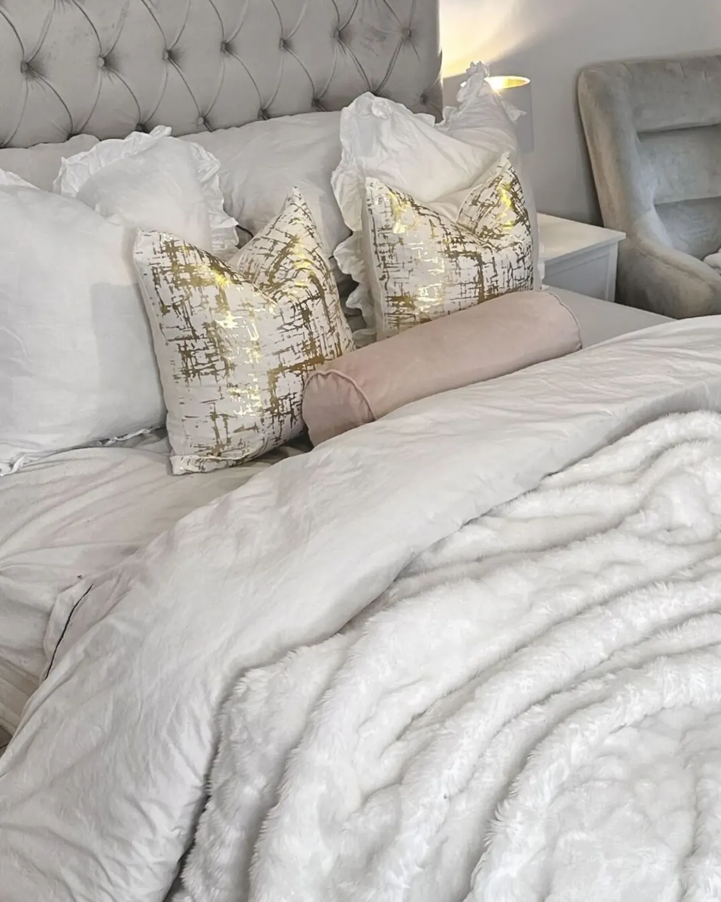 Set di 2 cuscini GARDENIA Cotone 45 x 45 cm Oro Trama astratta