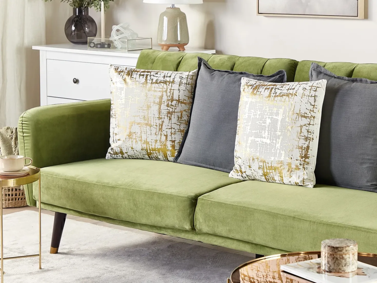 Set di 2 cuscini GARDENIA Cotone 45 x 45 cm Oro Trama astratta