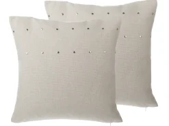 Set di 2 cuscini GAURA 45 x 45 cm Beige chiaro Tinta unita