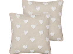 Set di 2 cuscini GAZANIA Cotone 45 x 45 cm Beige