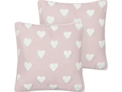 Set di 2 cuscini GAZANIA Cotone 45 x 45 cm Rosa pastello