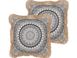 Set di 2 cuscini GERANIUM 45 x 45 cm Nero Trama orientale