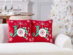 Set di 2 cuscini GINGERBREAD Cotone 45 x 45 cm Rosso Modello natalizio