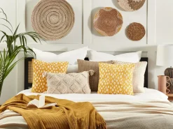 Set di 2 cuscini GINNALA Cotone 45 x 45 cm Giallo Trama di piante
