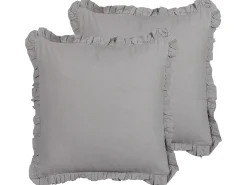 Set di 2 cuscini GLABRA Lino 45 x 45 cm Grigio Tinta unita