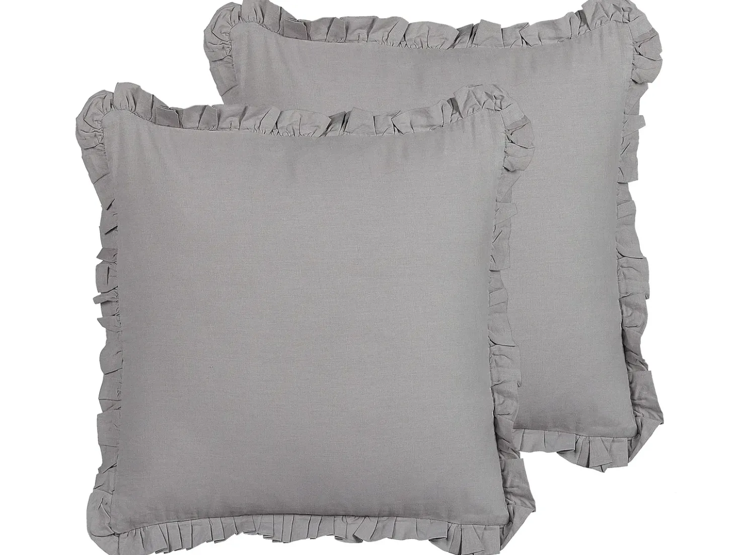 Set di 2 cuscini GLABRA Lino 45 x 45 cm Grigio Tinta unita