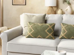 Set di 2 cuscini GOPI Iuta 30 x 50 cm Verde Trama orientale