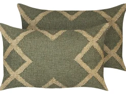 Set di 2 cuscini GOPI Iuta 30 x 50 cm Verde Trama orientale
