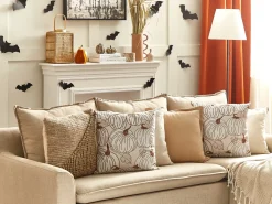 Set di 2 cuscini GOURD Velluto 45 x 45 cm Beige Trama di piante