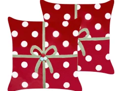 Set di 2 cuscini GUMDROP Velluto 45 x 45 cm Rosso Modello natalizio
