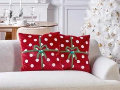 Set di 2 cuscini GUMDROP Velluto 45 x 45 cm Rosso Modello natalizio