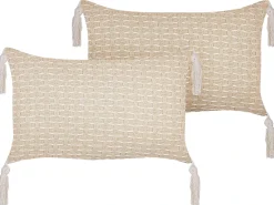 Set di 2 cuscini HAKONE 45 x 25 cm Beige chiaro Trama geometrica