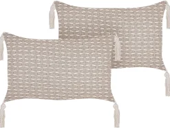 Set di 2 cuscini HAKONE 45 x 25 cm Tortora Trama geometrica