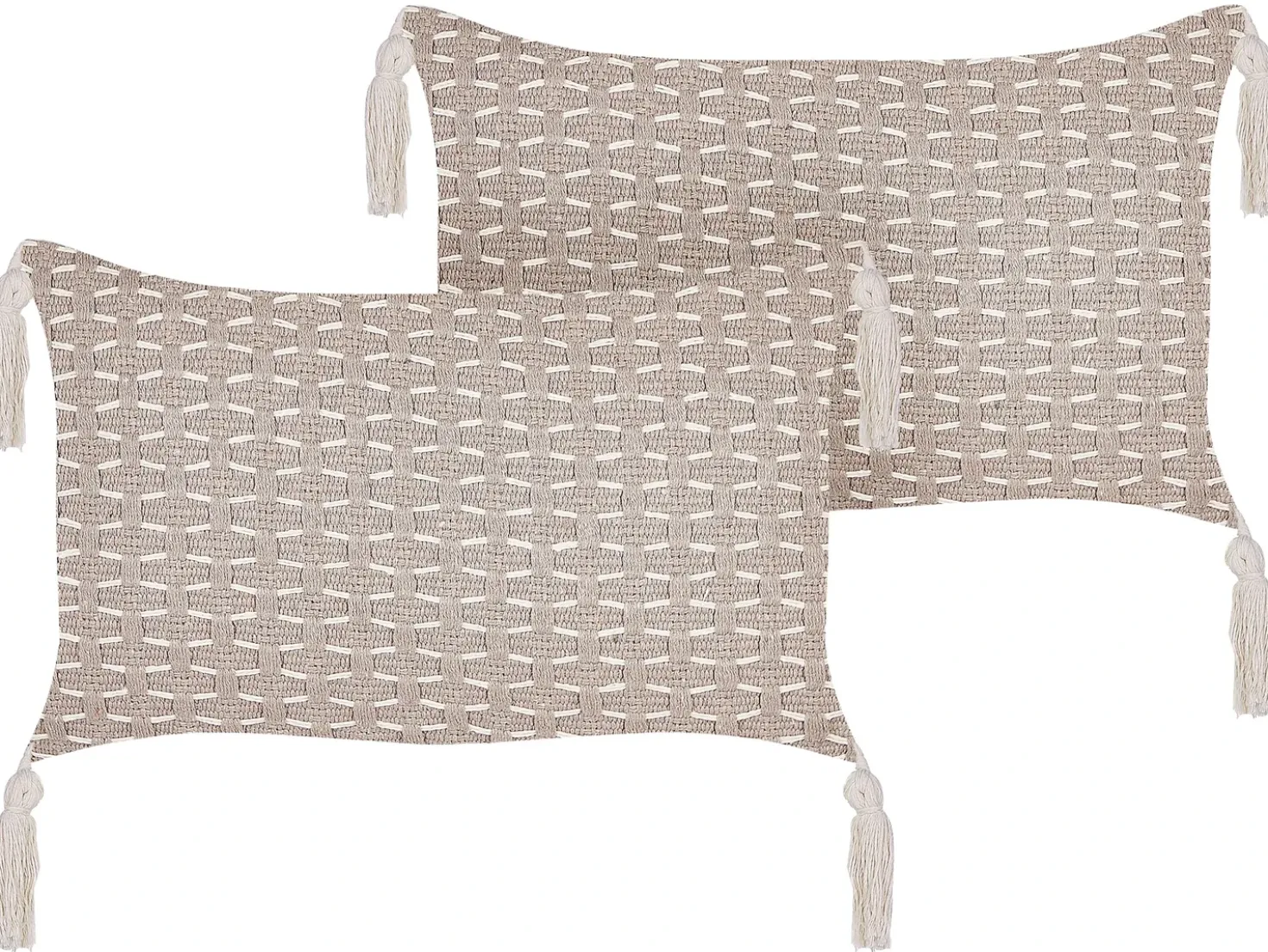 Set di 2 cuscini HAKONE 45 x 25 cm Tortora Trama geometrica