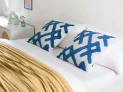 Set di 2 cuscini HAZEL Cotone 45 x 45 cm Bianco Trama geometrica
