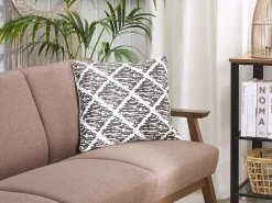 Set di 2 cuscini HAZRO Cotone 45 x 45 cm Nero Trama geometrica