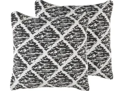 Set di 2 cuscini HAZRO Cotone 45 x 45 cm Nero Trama geometrica
