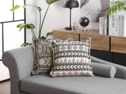 Set di 2 cuscini HENTEPE Cotone 45 x 45 cm Nero Trama geometrica