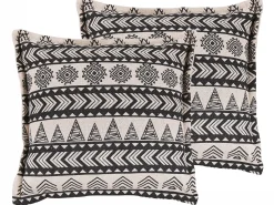 Set di 2 cuscini HENTEPE Cotone 45 x 45 cm Nero Trama geometrica