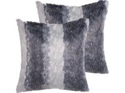 Set di 2 cuscini HORDEUM Finta pelliccia 45 x 45 cm Grigio A strisce